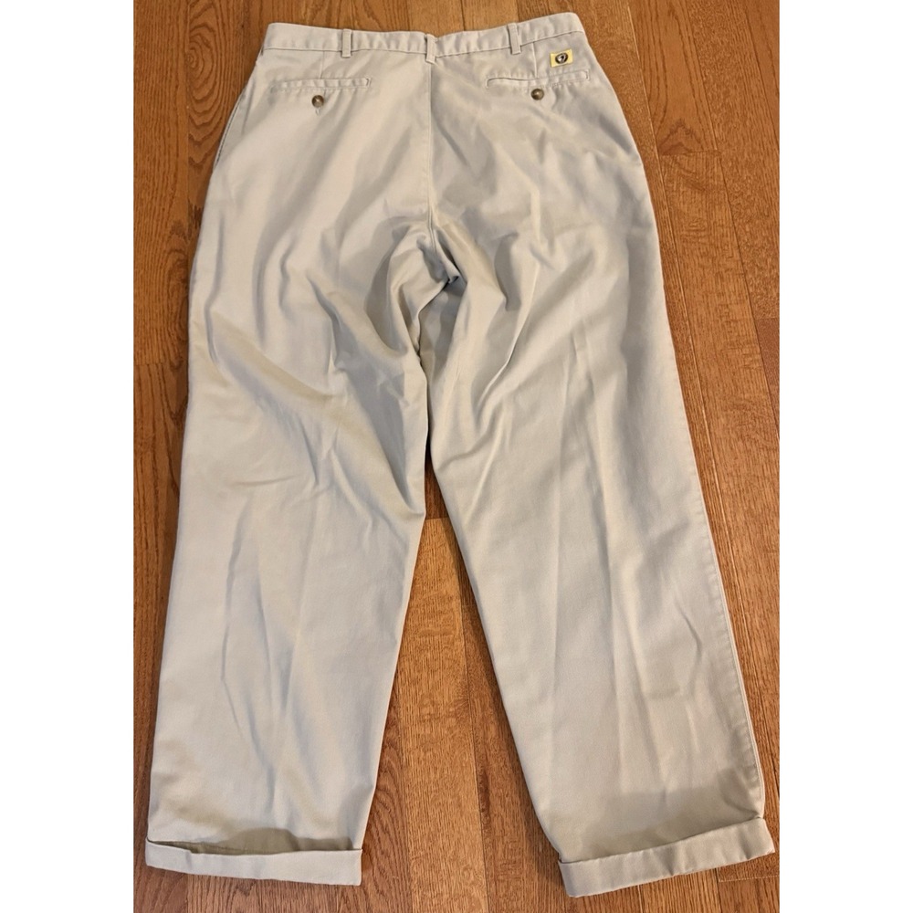 Vintage Duck Head Chino Pants Men's 36x29 Beige Hemmed Pleated Outdoors 90s